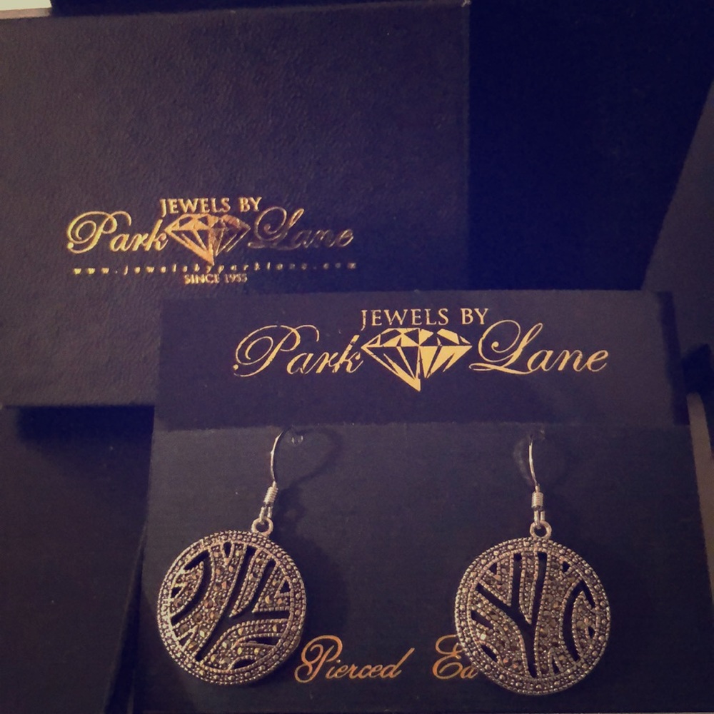 Genuine Onyx and Marcasite Earrings